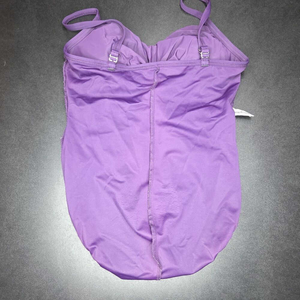 Miraclesuit Sanibel One Piece Swimsuit Womens Size 12 P Purple Ruched Wrap - Picture 8 of 8